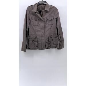 BANANA REPUBLIC Women's Gray Zip-Up Button Drawstring Long Sleeve Jacket SZ M